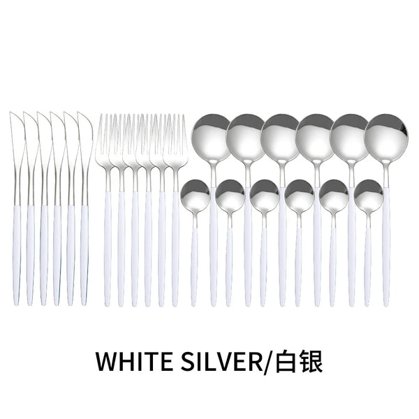24 Pieces Stainless Steel Tableware Flatware Cutlery Set Dessert Tea