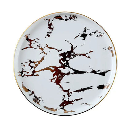 Nordic Marbled Gold Edge Ceramic Plate