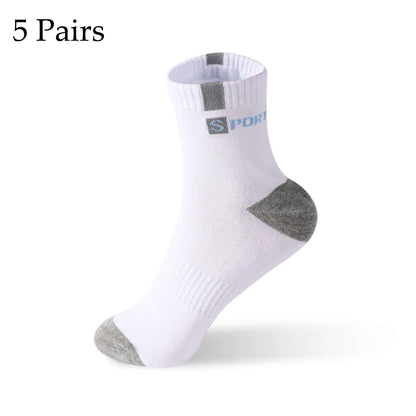 Men's Cotton Socks - Sport Breathable Soft Letter Sneakers