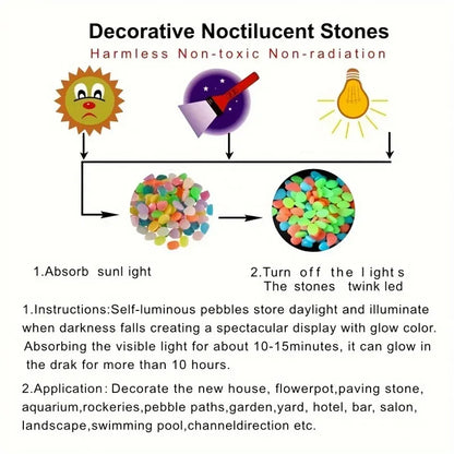 Pebbles Shining in the Dark, Luminous Resin Stones for Garden & Aquarium