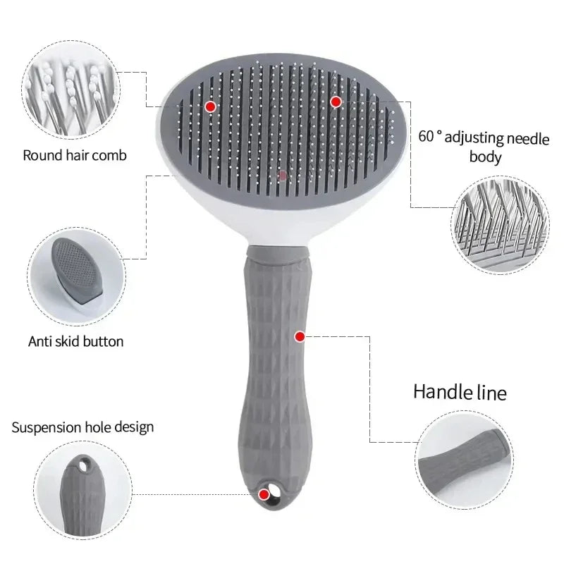 Self-Cleaning Pet Brush – Dematting Comb for Dogs & Cats
