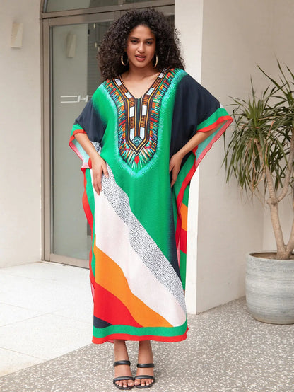 Beach Cover Ups for Swimwear Women African Printed Kaftans Summer Holiday Bathing Suits Factory Supply Dropshipping