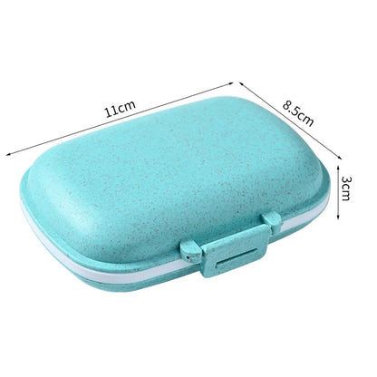 Mini Portable 8 Grids Pill Box - Wheat Sealed Medicine Organizer