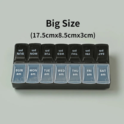Weekly Portable Travel Pill Box - 7 Days Organizer with 14 Grids