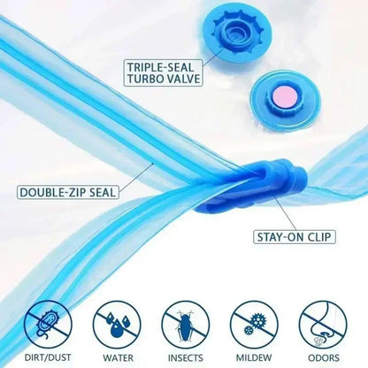 8PCS Vacuum Storage Bags - Space Saver Travel Storage with Hand-Pump