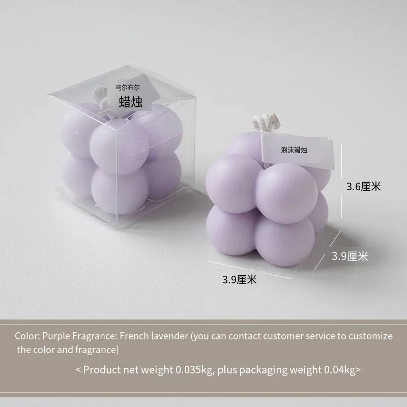 Square Ball-Shaped Scented Candle - Handcrafted & Colorful Birthday Gift