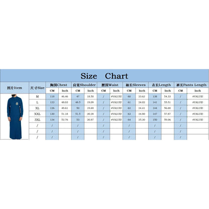 Men's Arabic Thobe - Embroidered Muslim Jubba Robe