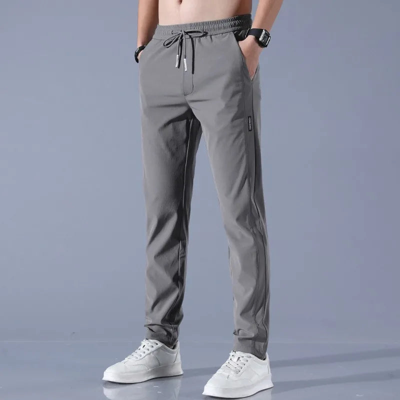 Spring Autumn Business Dress Pants - Elastic Waist Frosted Fabric