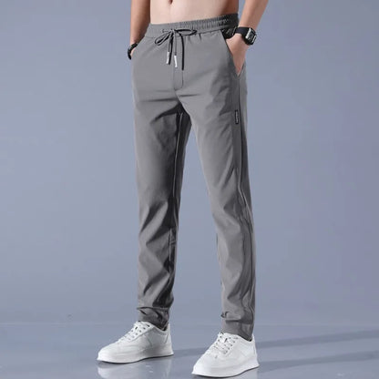Spring Autumn Business Dress Pants - Elastic Waist Frosted Fabric