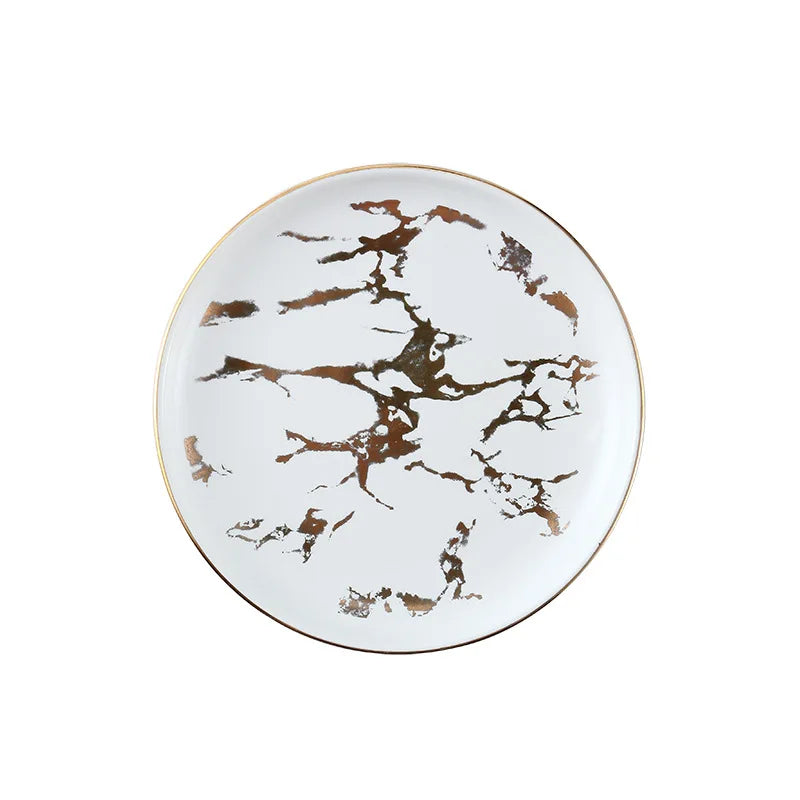 Nordic Marbled Gold Edge Ceramic Plate