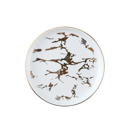 Nordic Marbled Gold Edge Ceramic Plate