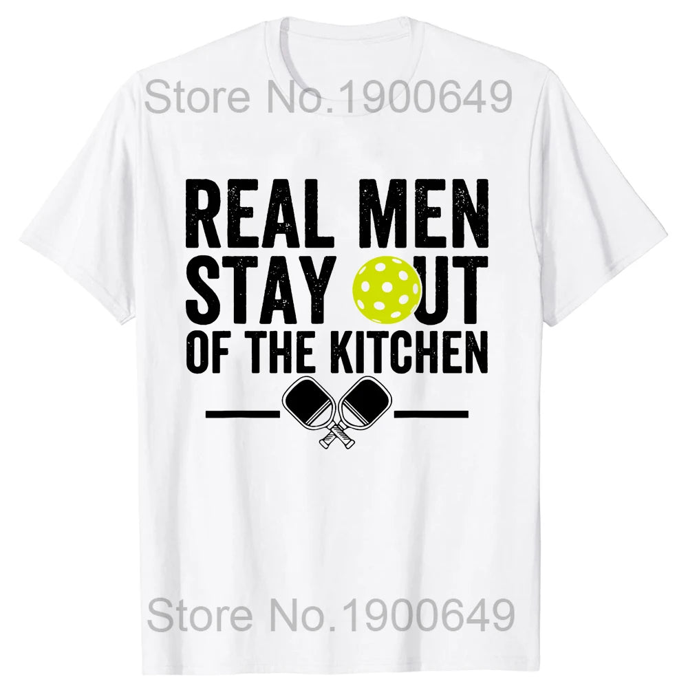 Real Men Stay Out of the Kitchen Pickleball T-Shirt - Funny Vintage Player Tee
