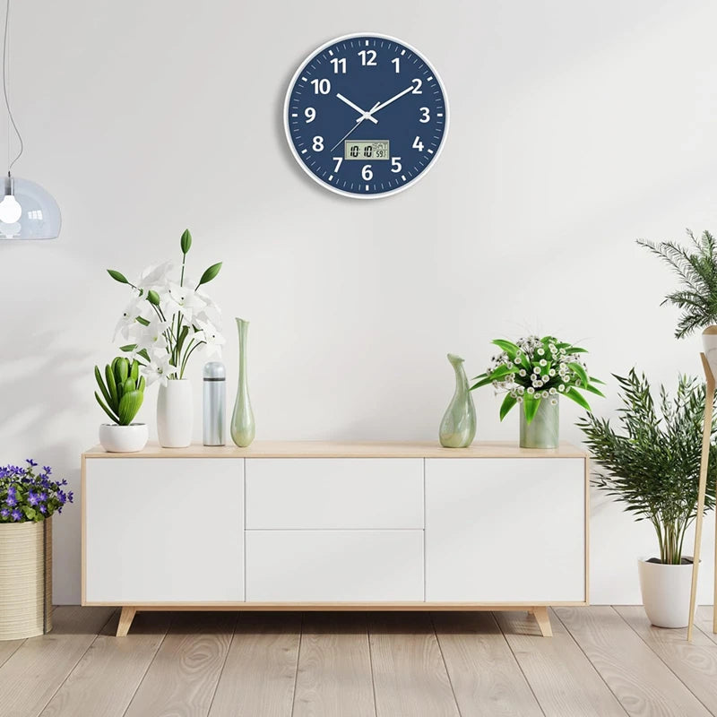 Digital Wall Clock - Time, Day, and Temperature Display