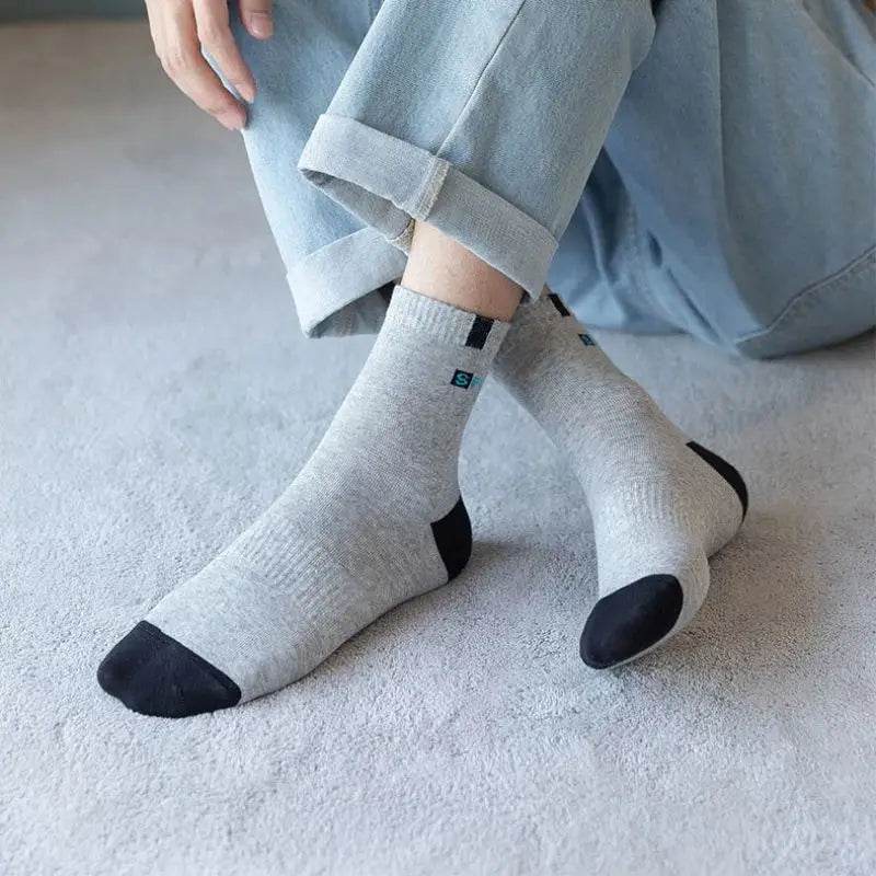 Men's Cotton Socks - Sport Breathable Soft Letter Sneakers