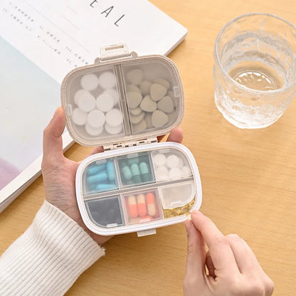 Travel Pill Box with 8 Grids - Wheat Straw Medicine Container