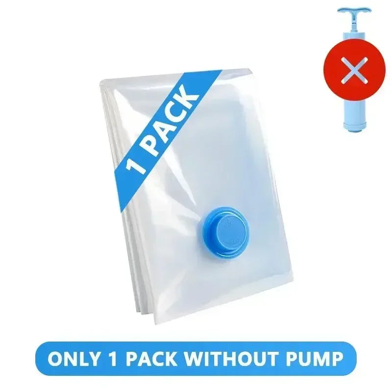 8PCS Vacuum Storage Bags - Space Saver Travel Storage with Hand-Pump