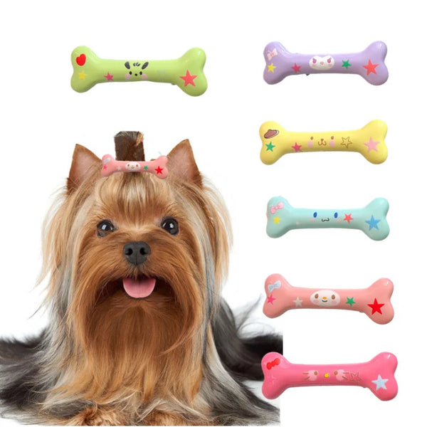Cute Print Pet Dog Clips Cute Bone Design Dog Hairpin Puppy Cat Hair