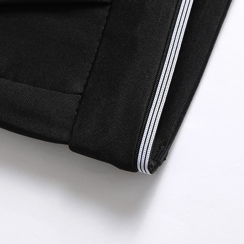 Spring Autumn Business Dress Pants - Elastic Waist Frosted Fabric Trousers