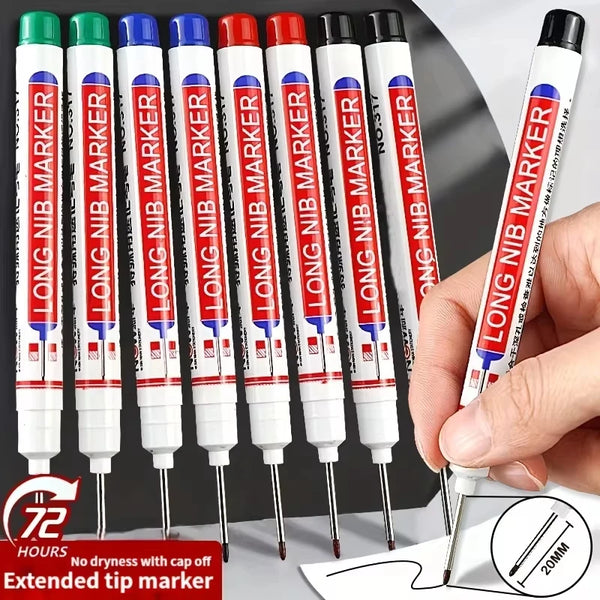 5 Pens Professional Oil Based Wood Markers Long Tip Waterproof Quick