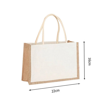 Burlap Jute Tote Bag - Vintage Reusable Grocery & Gift Bag