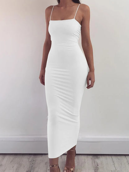 Spring Summer Women's High Elastic Backless Dress
