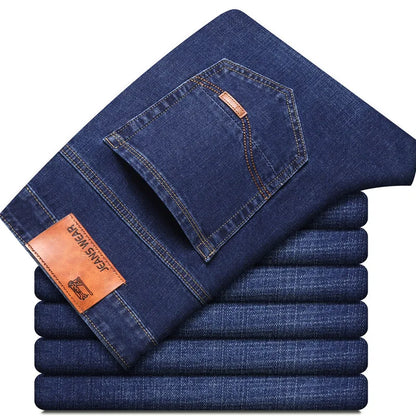 Men's Stretch Jeans - Slim Straight Fit Black & Blue Trousers
