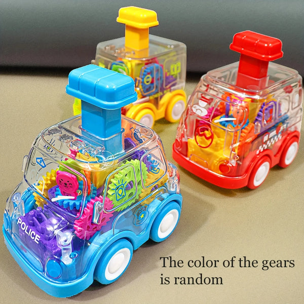 Baby Toy Cartoon Press Gear Car Toy Lnertia Pull Back Transparent
