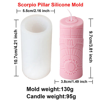 Zodiac Pillar Candle Molds - DIY Constellation Silicone Mold