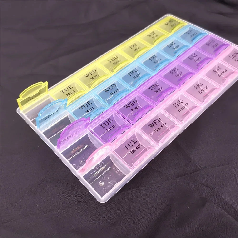 Weekly 7 Days Pill Box - 28 Squares/21Grids/14Grids Organizer