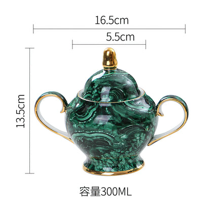 Green Gold Inlay Bone China Tea Set