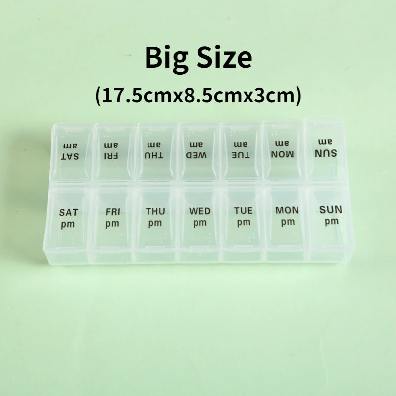 Weekly Portable Travel Pill Box - 7 Days Organizer with 14 Grids