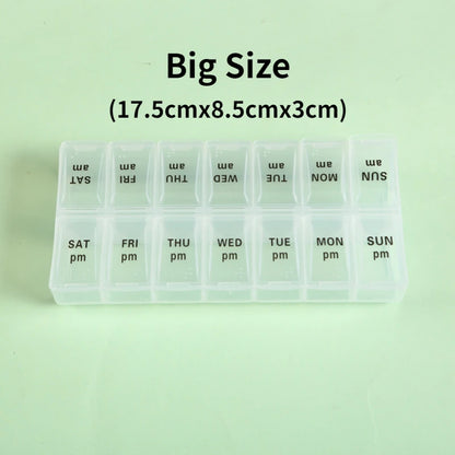 Weekly Portable Travel Pill Box - 7 Days Organizer with 14 Grids