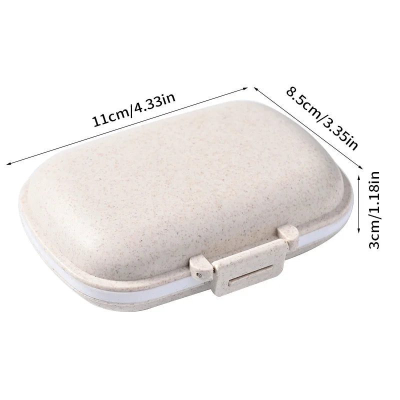 Travel Pill Box with 8 Grids - Wheat Straw Medicine Container