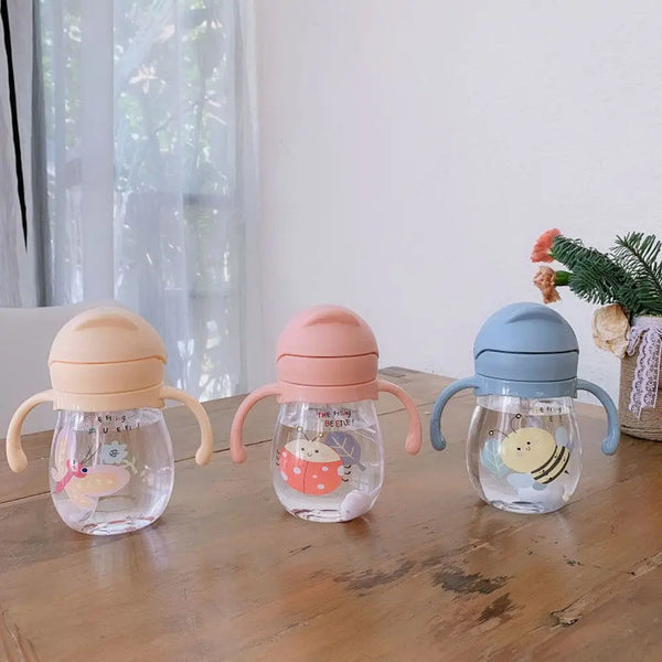 Children Water Bottle Portable Kids Straw Drinkware 350 Ml Sports