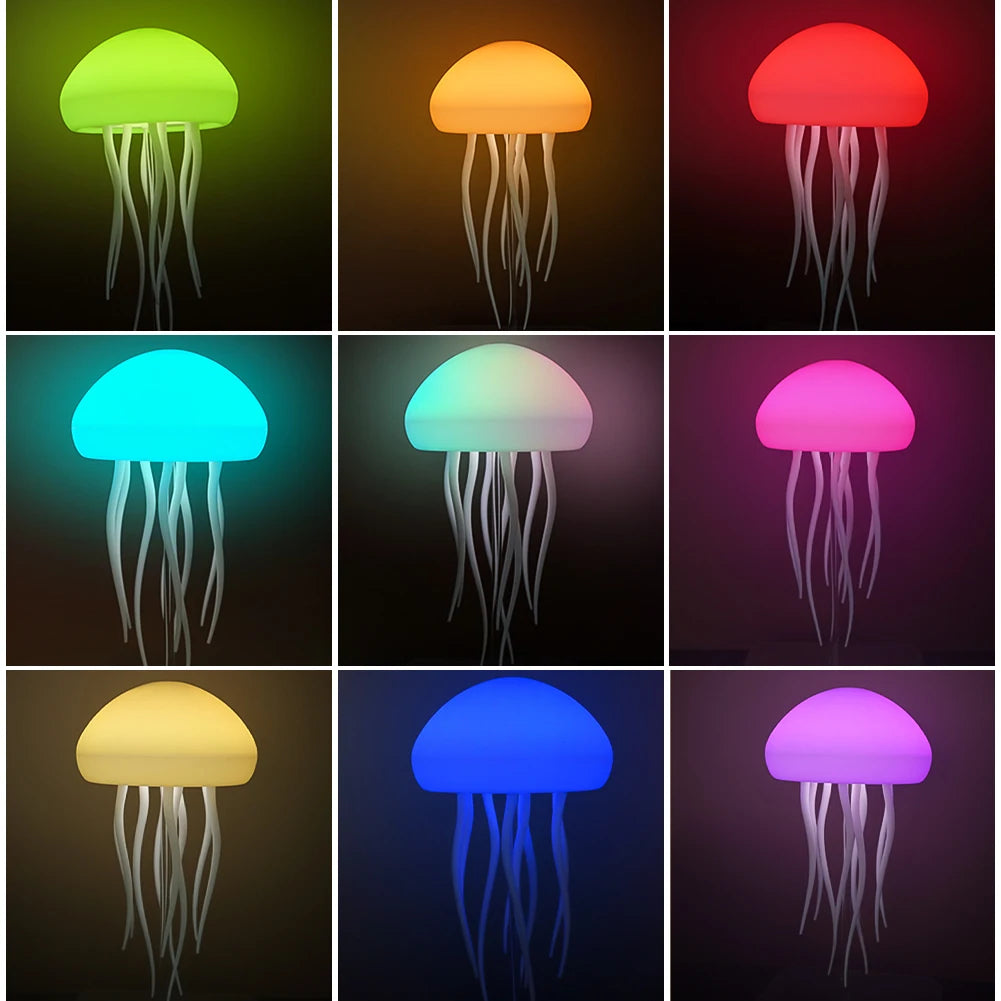 Cartoon Jellyfish Night Light - RGB Gradient LED Lamp with Voice Control