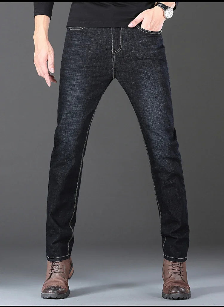 Men's Stretch Jeans - Slim Straight Fit Black & Blue Trousers