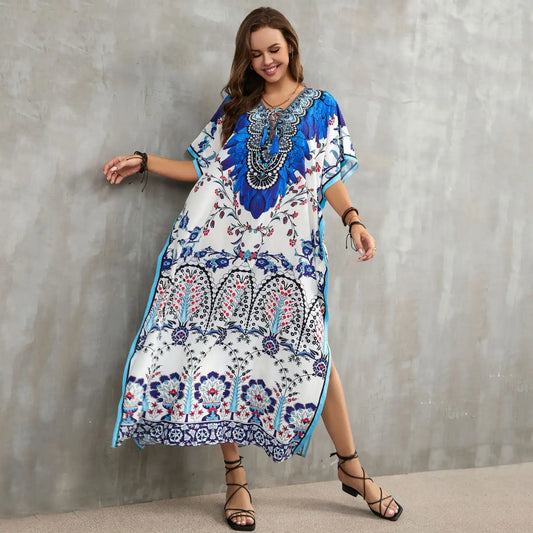 Women's Plus Size Kaftan Dress: Maxi Caftan Beach Cover Up & Summer Loungewear