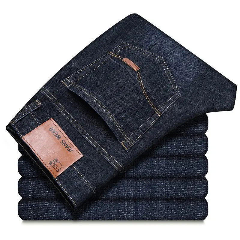 Men's Fashion Business Jeans - Classic Style Slim Stretch Denim Trousers