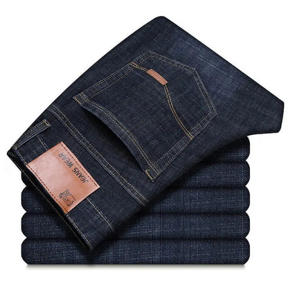 Men's Fashion Business Jeans - Classic Style Slim Stretch Denim Trousers