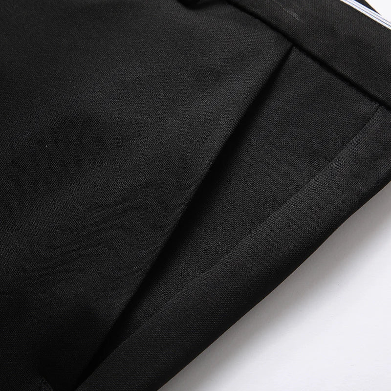 Spring Autumn Business Dress Pants - Elastic Waist Frosted Fabric Trousers