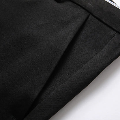 Spring Autumn Business Dress Pants - Elastic Waist Frosted Fabric Trousers