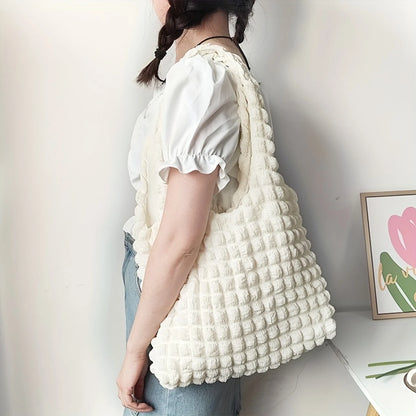 Ruched Tote Bag - Simple Cloud Shoulder Fashion Bag for Women