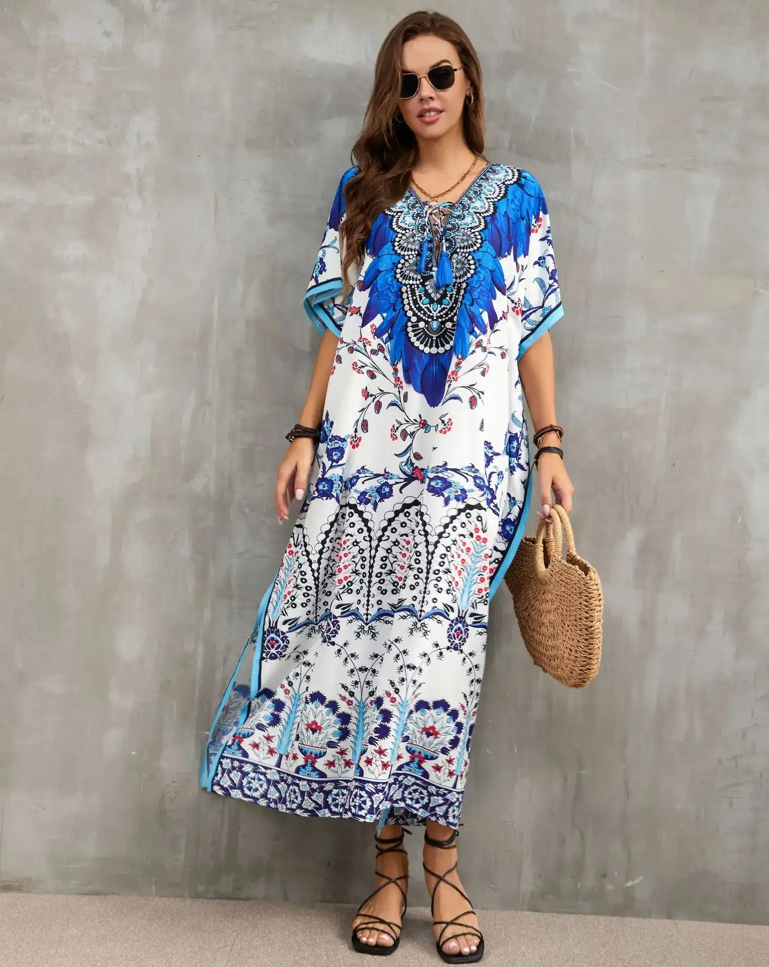 Women's Plus Size Kaftan Dress: Maxi Caftan Beach Cover Up & Summer Loungewear