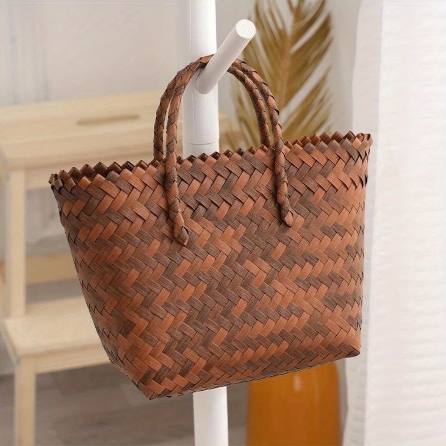 Imitation Rattan Woven Tote Bag - Women’s Beach & Travel Bag