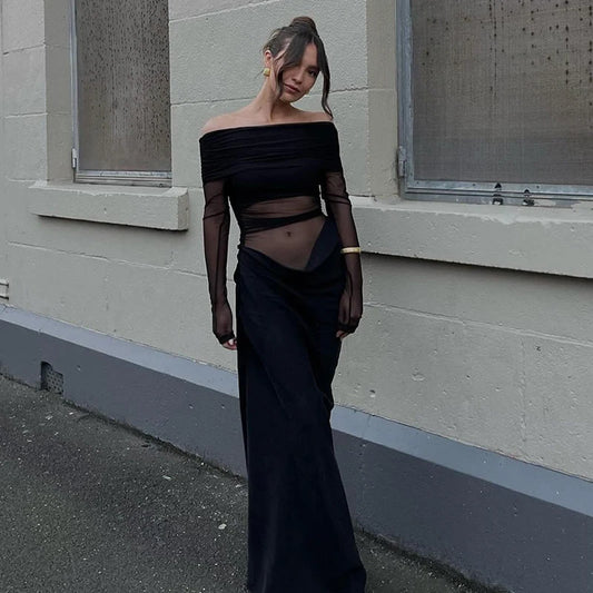 Summer Long Sleeve Off Shoulder Dress
