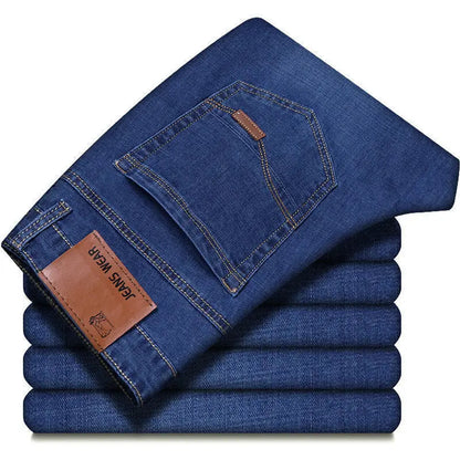 Men's Fashion Business Jeans - Classic Style Slim Stretch Denim Trousers