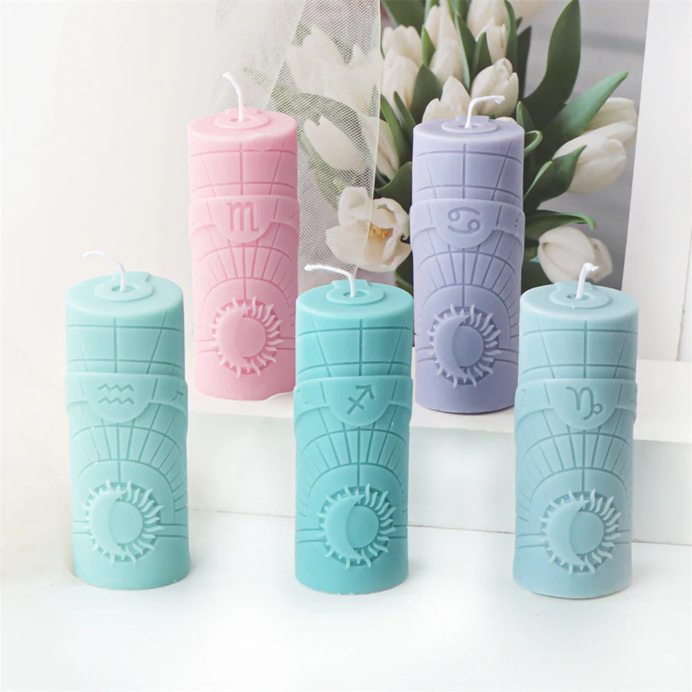 Zodiac Pillar Candle Molds - DIY Constellation Silicone Mold