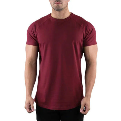 Men's Plain Gym T-shirt - Summer Fitness Cotton Slim Fit