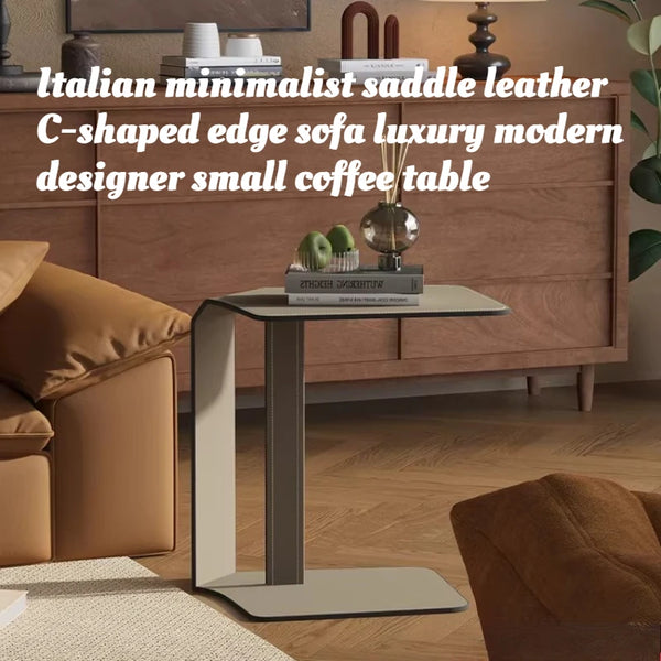 C Shaped Sidetable Leather Sofa End Table Small Coffee Table Modern