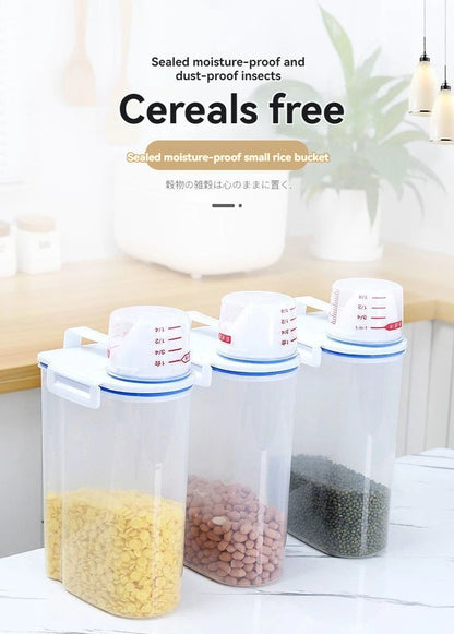 Rice Storage Canister with Measuring Cup | Moisture & Insect Proof